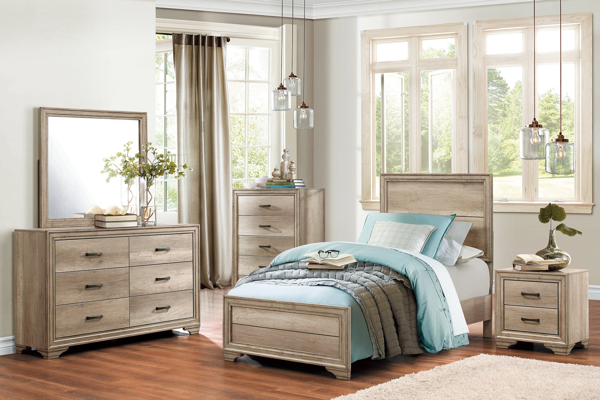 Lonan Rustic Twin Panel Bed - SET | 1955T-1 | 1955T-3 - Luna Furniture - Dallas Store