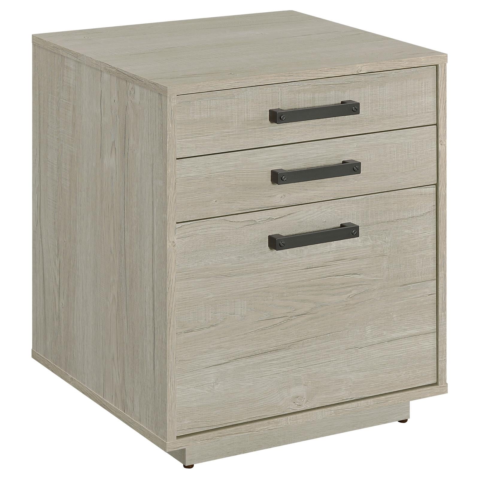 Loomis 3-Drawer Square File Cabinet Whitewashed Gray - 805882 - Luna Furniture - Dallas Store
