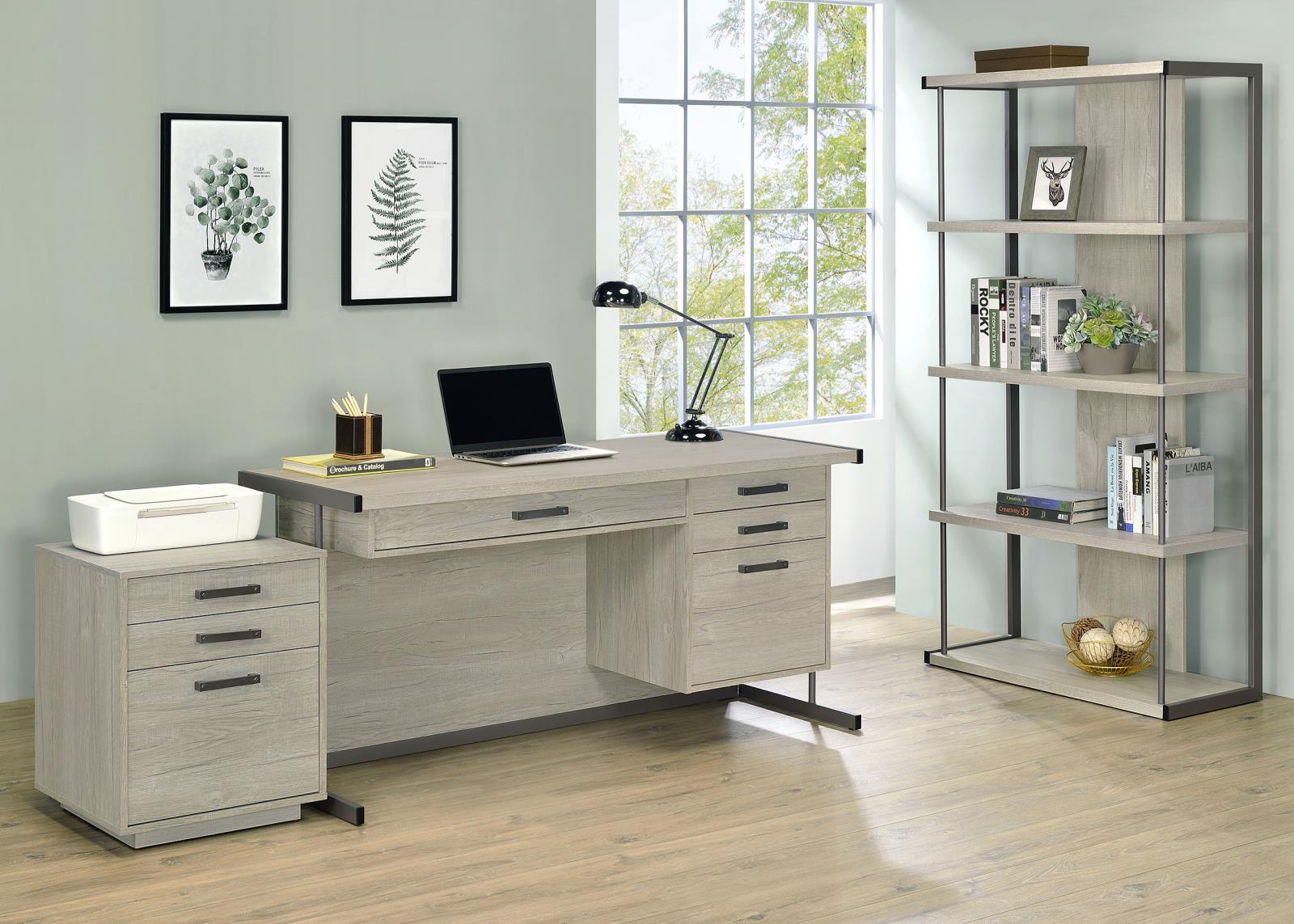Loomis 3-Drawer Square File Cabinet Whitewashed Gray - 805882 - Luna Furniture - Dallas Store