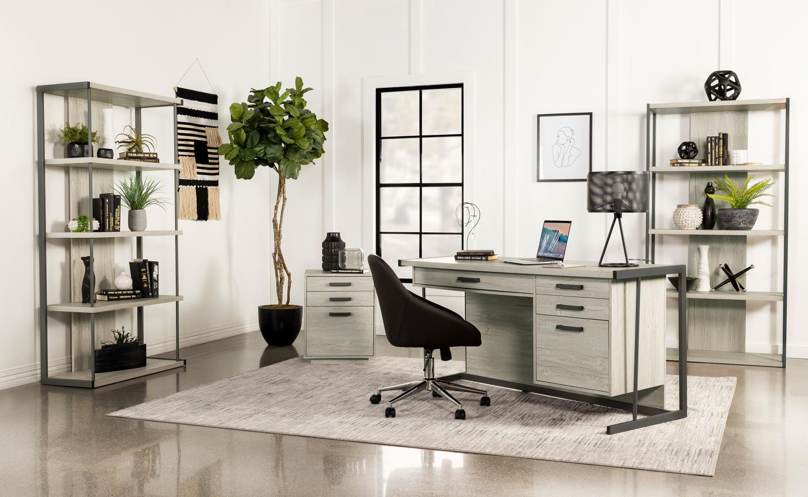 Loomis 3-Drawer Square File Cabinet Whitewashed Gray - 805882 - Luna Furniture - Dallas Store