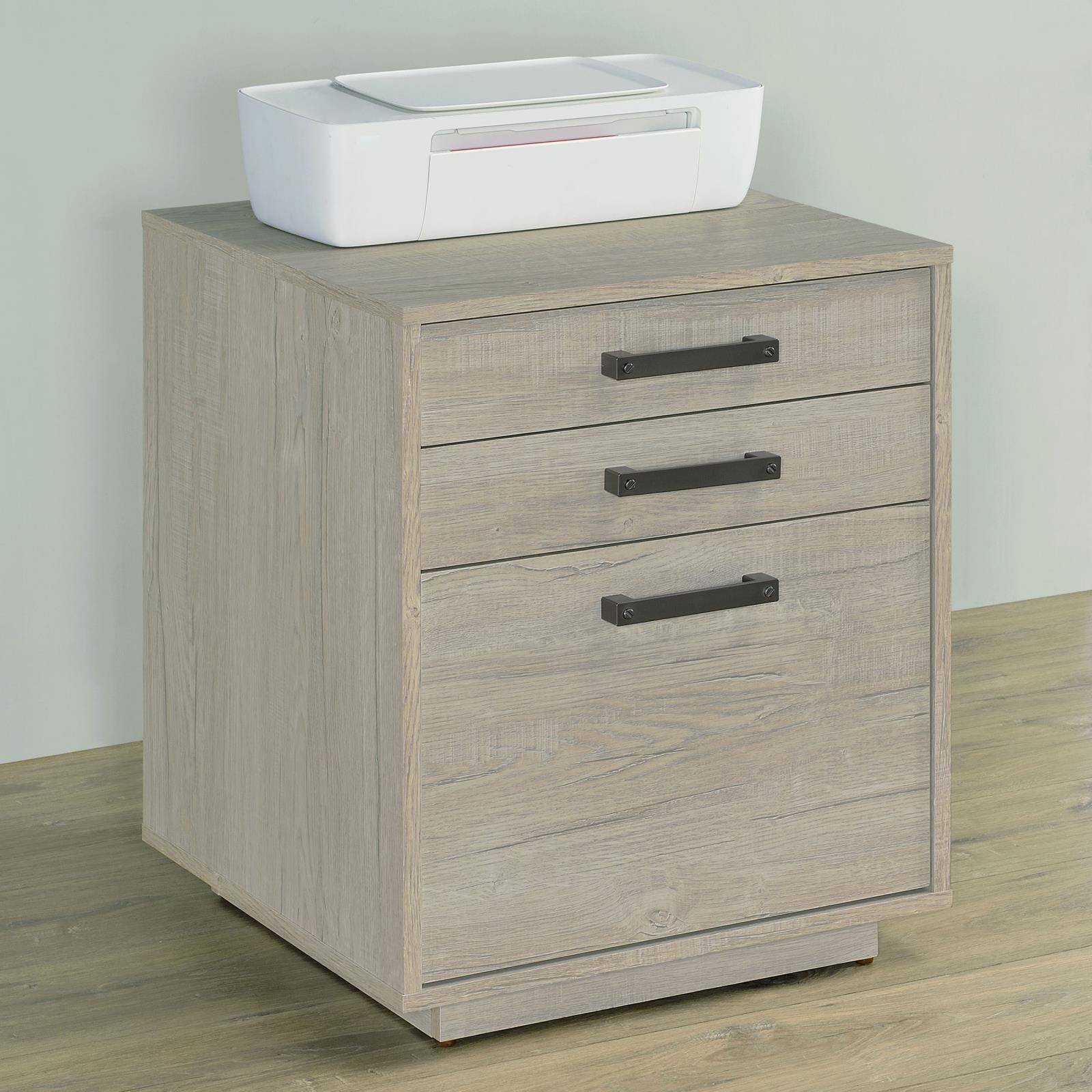 Loomis 3-Drawer Square File Cabinet Whitewashed Gray - 805882 - Luna Furniture - Dallas Store