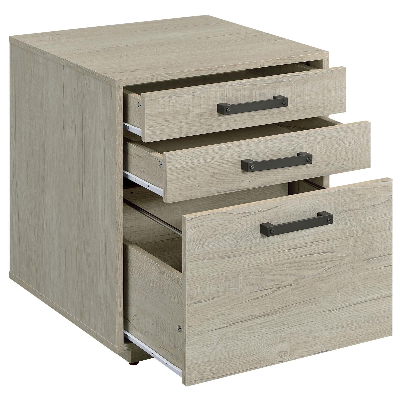 Loomis 3-Drawer Square File Cabinet Whitewashed Gray - 805882 - Luna Furniture - Dallas Store