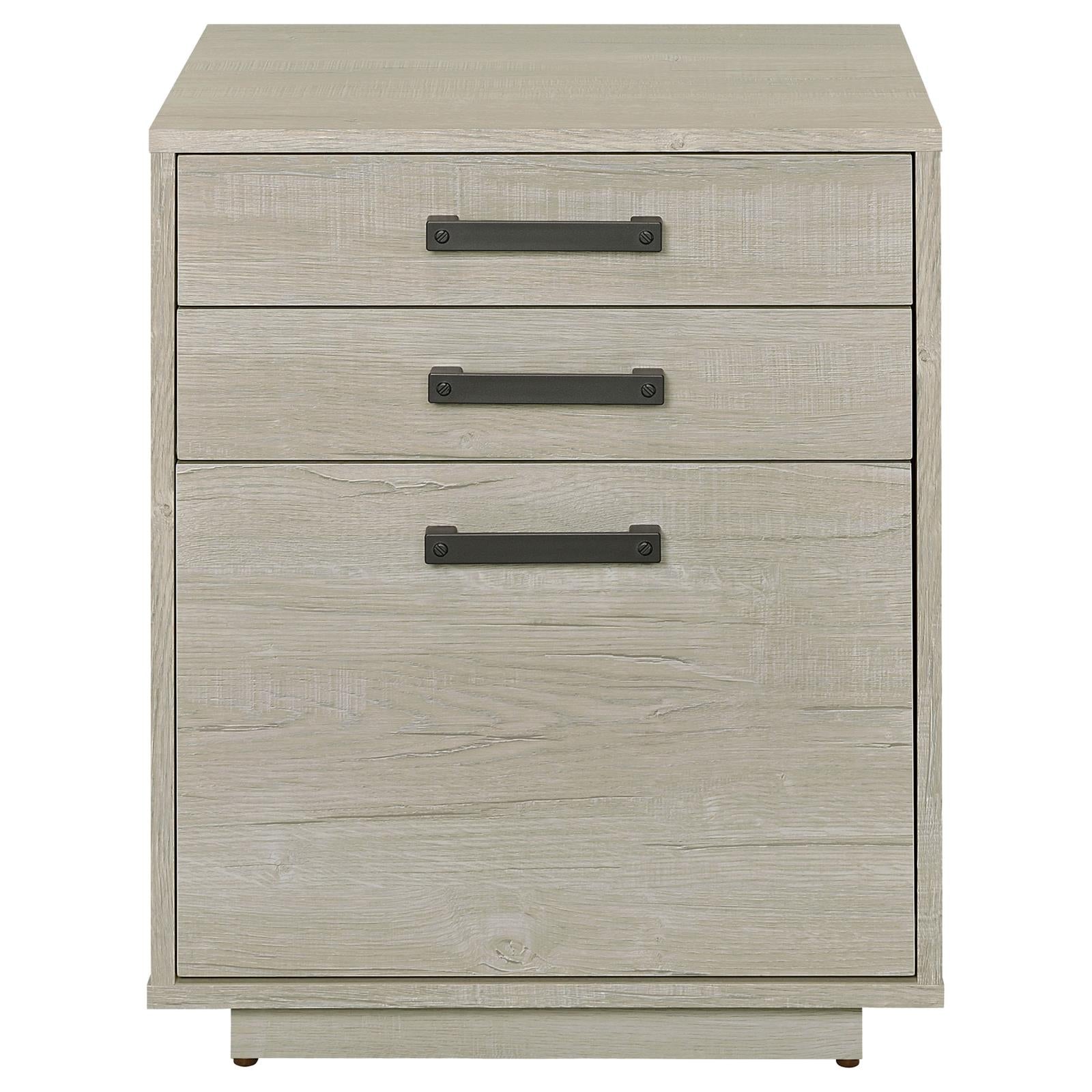 Loomis 3-Drawer Square File Cabinet Whitewashed Gray - 805882 - Luna Furniture - Dallas Store