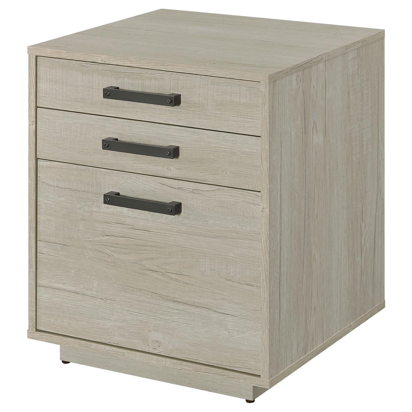 Loomis 3-Drawer Square File Cabinet Whitewashed Gray - 805882 - Luna Furniture - Dallas Store