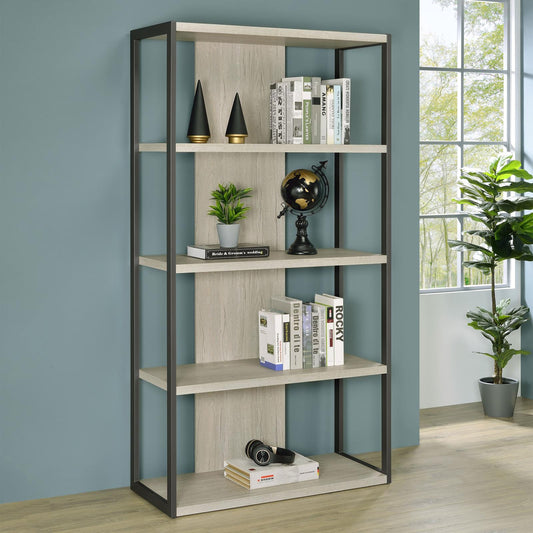 Loomis Whitewashed Gray 4-Shelf Bookcase - 805883 - Luna Furniture - Dallas Store