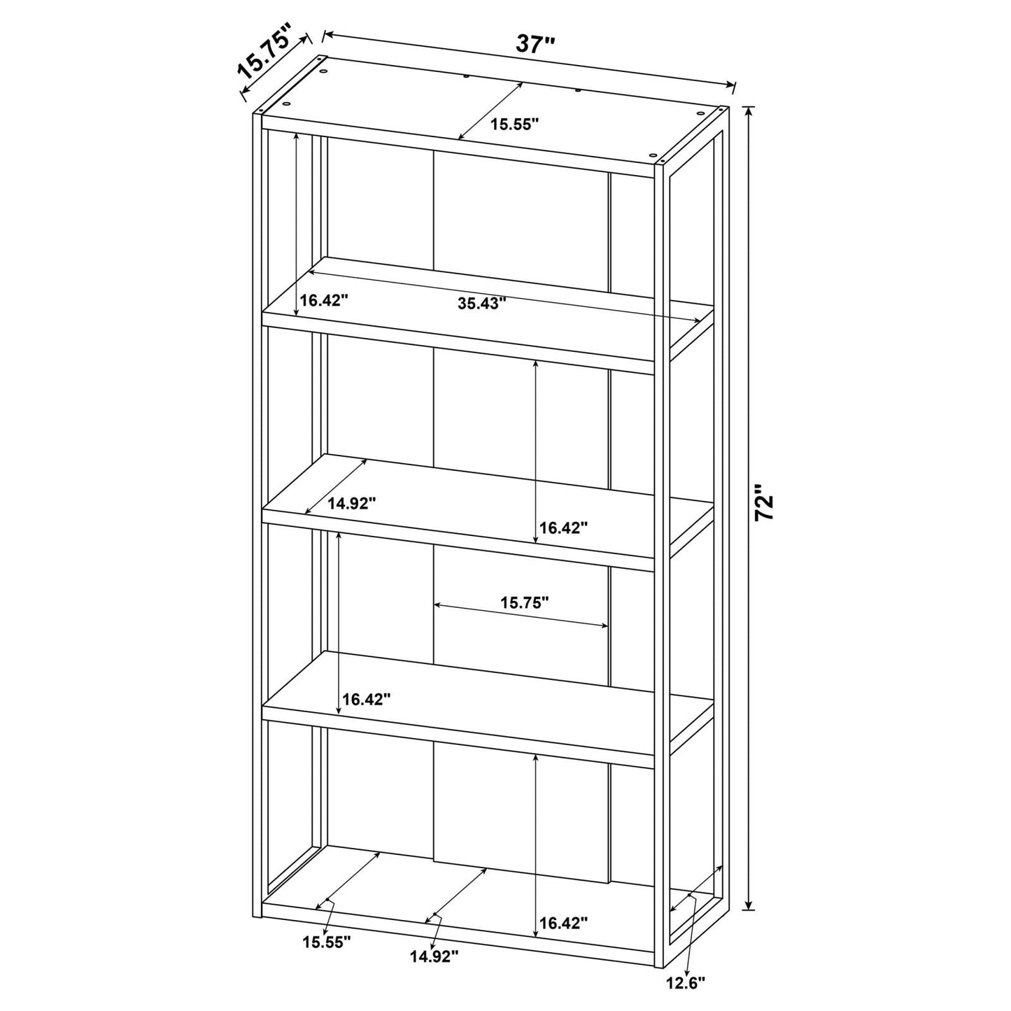Loomis Whitewashed Gray 4-Shelf Bookcase - 805883 - Luna Furniture - Dallas Store