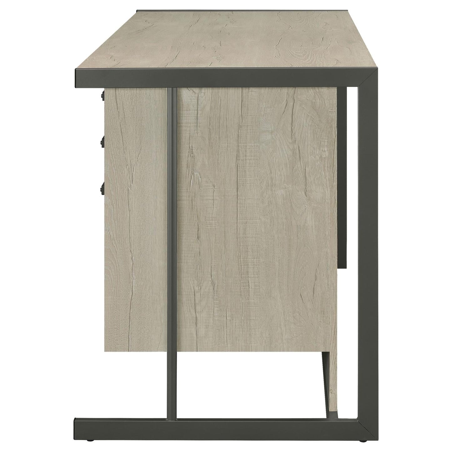 Loomis Whitewashed Gray/Gunmetal 4-Drawer Rectangular Office Desk - 805881 - Luna Furniture - Dallas Store