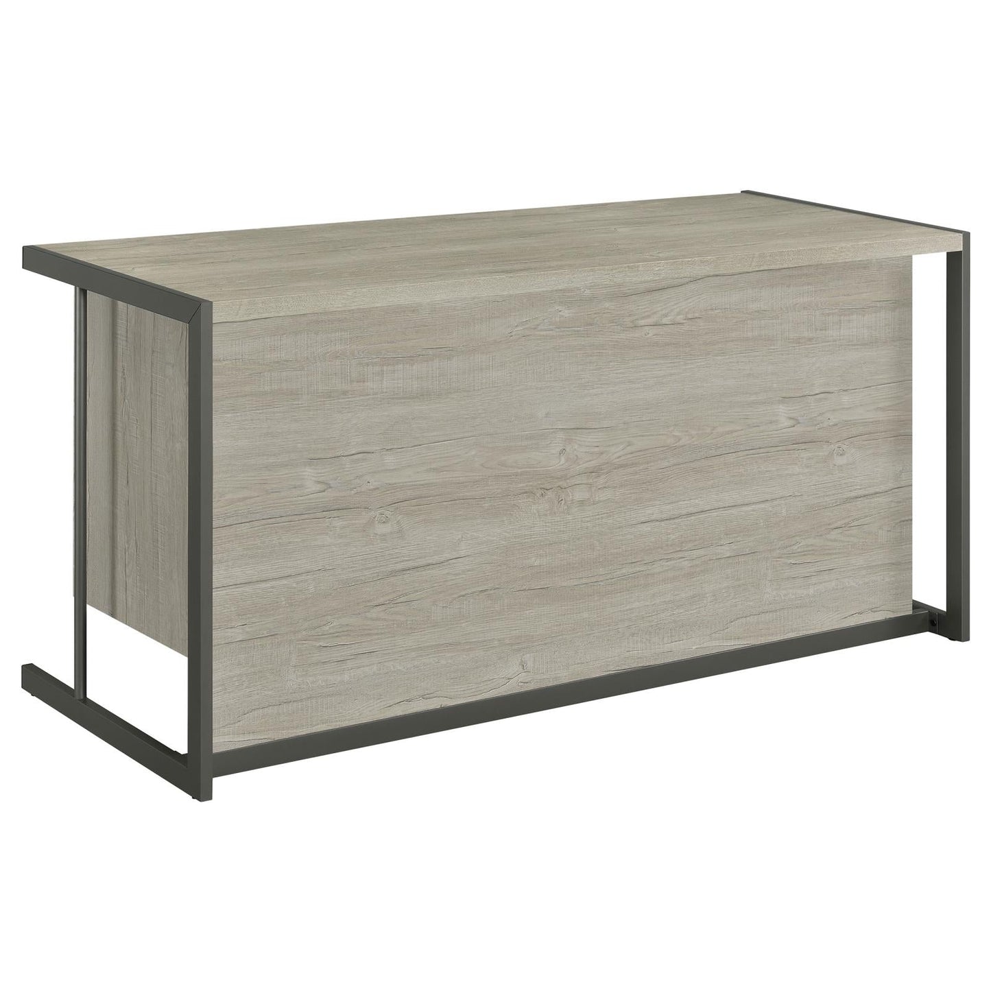 Loomis Whitewashed Gray/Gunmetal 4-Drawer Rectangular Office Desk - 805881 - Luna Furniture - Dallas Store