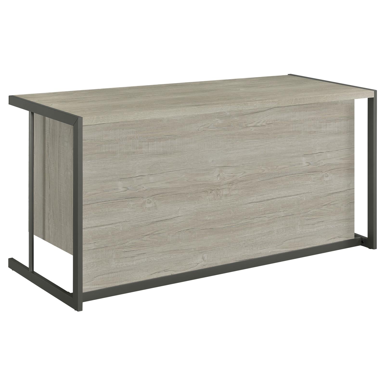 Loomis Whitewashed Gray/Gunmetal 4-Drawer Rectangular Office Desk - 805881 - Luna Furniture - Dallas Store