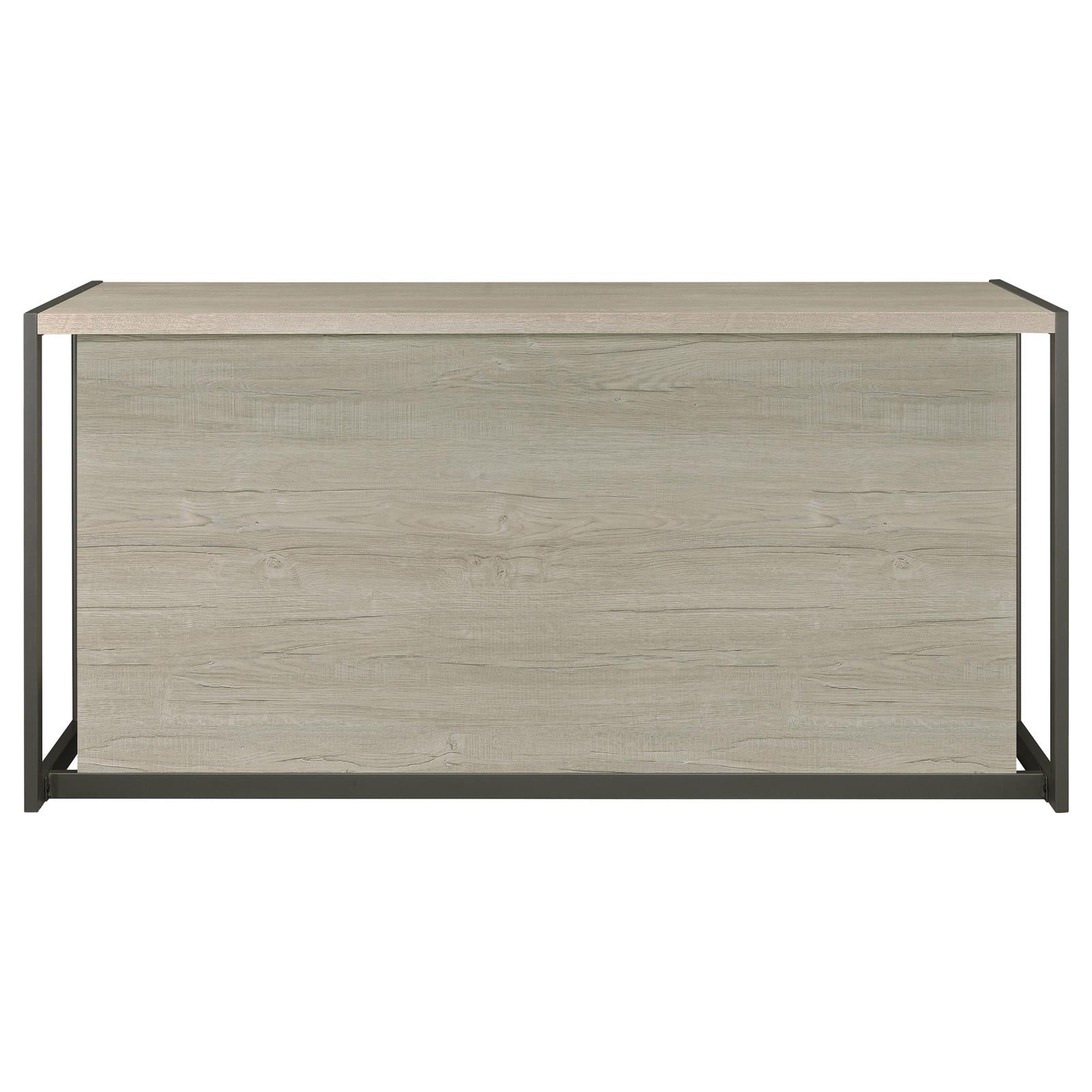 Loomis Whitewashed Gray/Gunmetal 4-Drawer Rectangular Office Desk - 805881 - Luna Furniture - Dallas Store