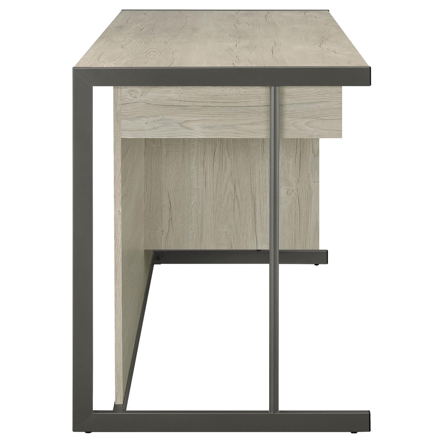 Loomis Whitewashed Gray/Gunmetal 4-Drawer Rectangular Office Desk - 805881 - Luna Furniture - Dallas Store