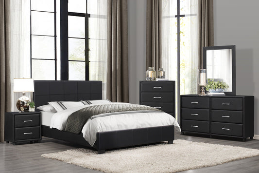 Lorenzi Black Upholstered Platform Bedroom Set - SET | 2220-5 | 2220-6 | 2220-4 | 2220-9 | 2220K-1EK | 2220K-3EK - Luna Furniture - Dallas Store