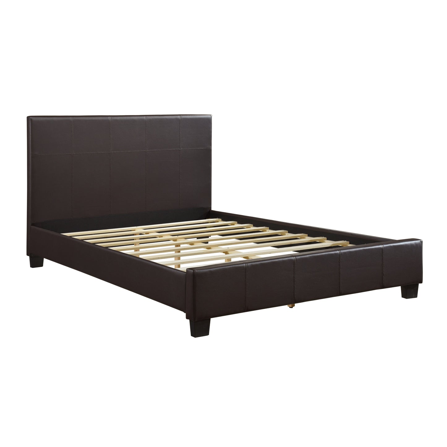 Lorenzi Dark Brown Queen Upholstered Platform Bed - SET | 2220DBR-1 | 2220DBR-3 - Luna Furniture - Dallas Store
