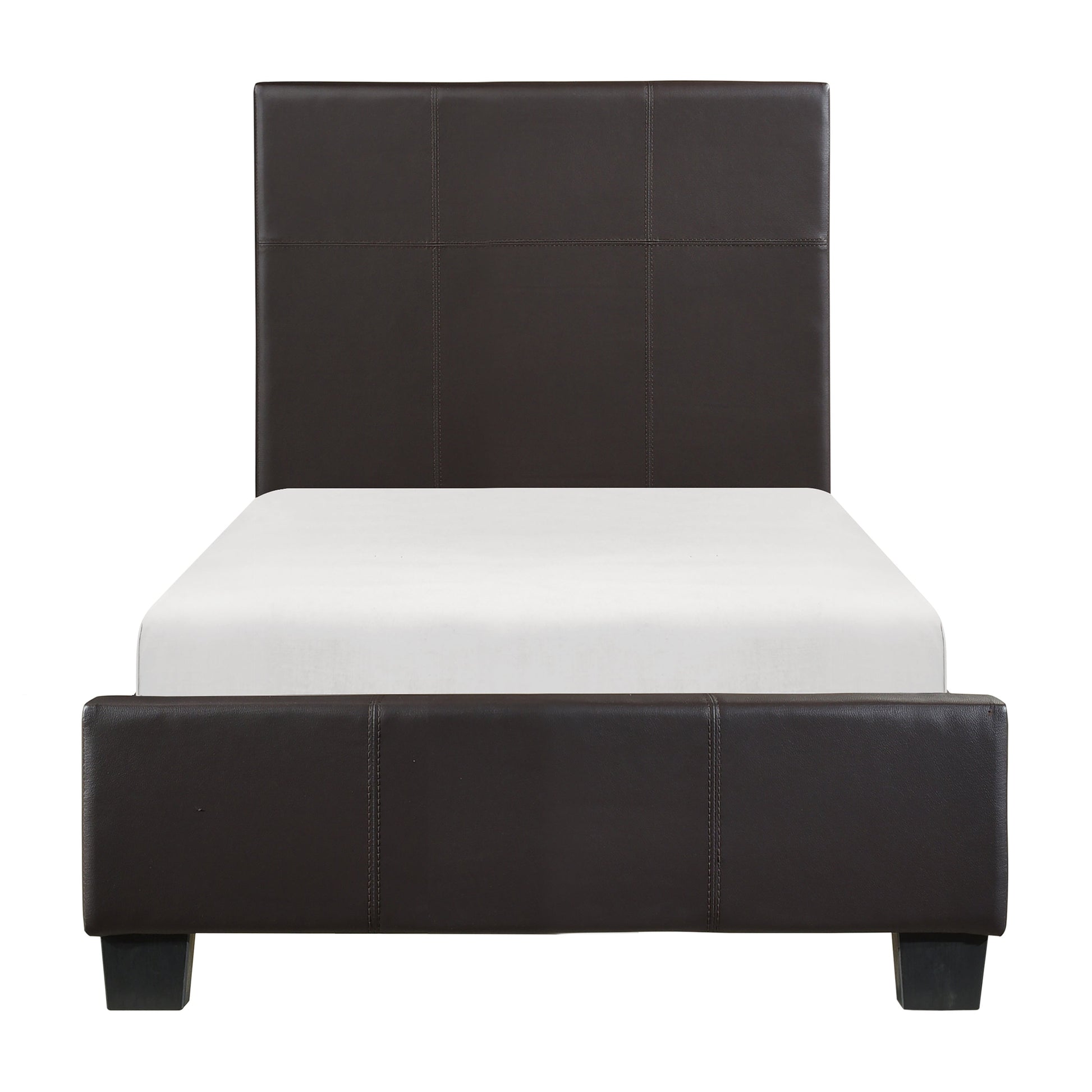 Lorenzi Dark Brown Twin Upholstered Platform Bed - SET | 2220TDBR-1 | 2220TDBR-3 - Luna Furniture - Dallas Store