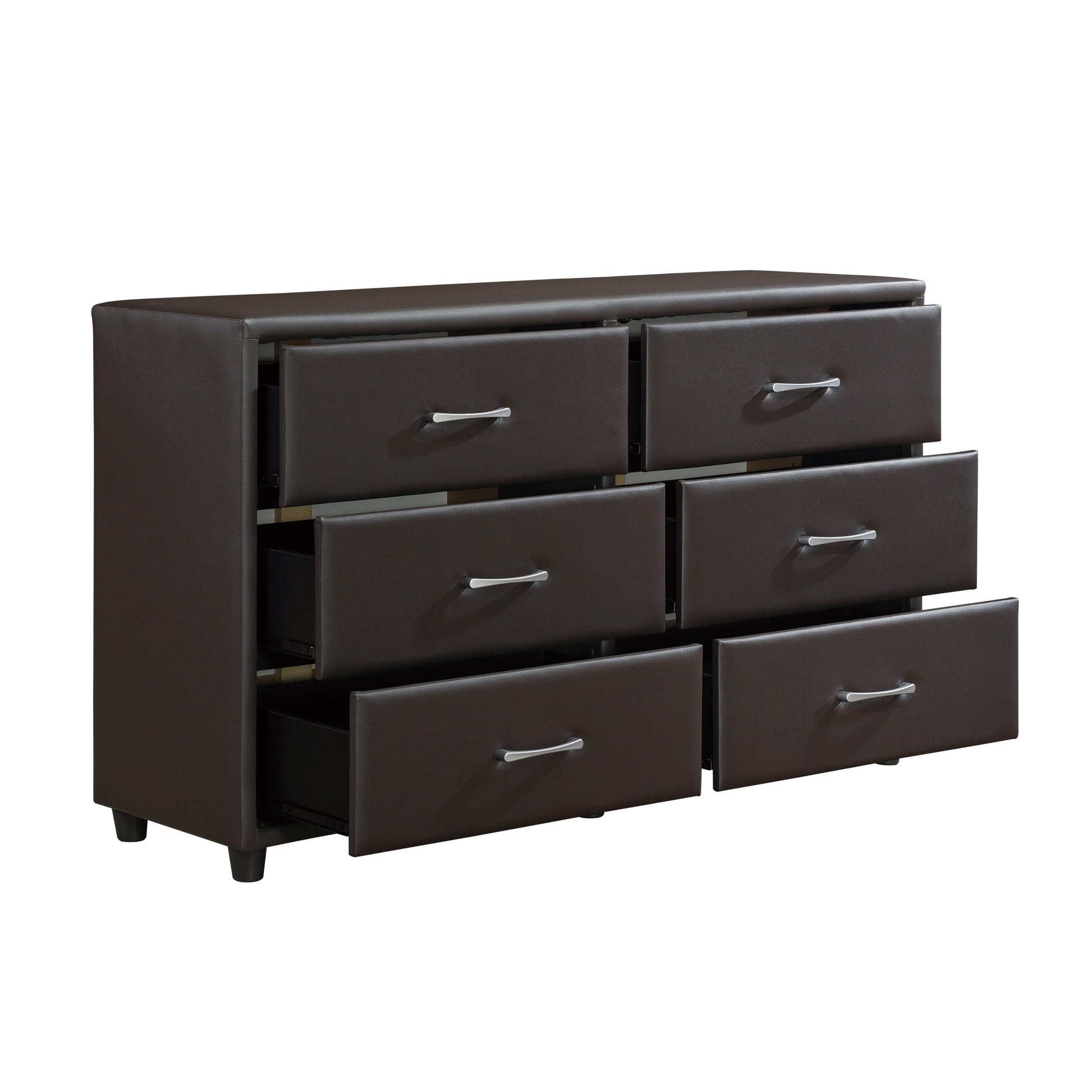 Lorenzi Dark Brown Upholstered Platform Bedroom Set - SET | 2220DBR-1 | 2220DBR-3 | 2220DBR-5 | 2220DBR-6 | 2220DBR-4 | 2220DBR-9 - Luna Furniture - Dallas Store