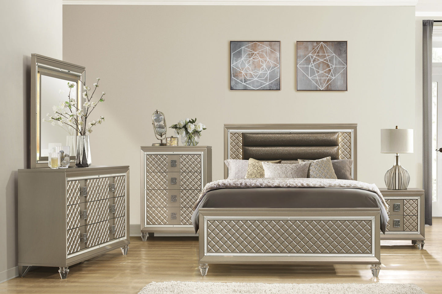 Loudon Champagne Metallic Youth Nightstand - B1515-4 - Luna Furniture - Dallas Store