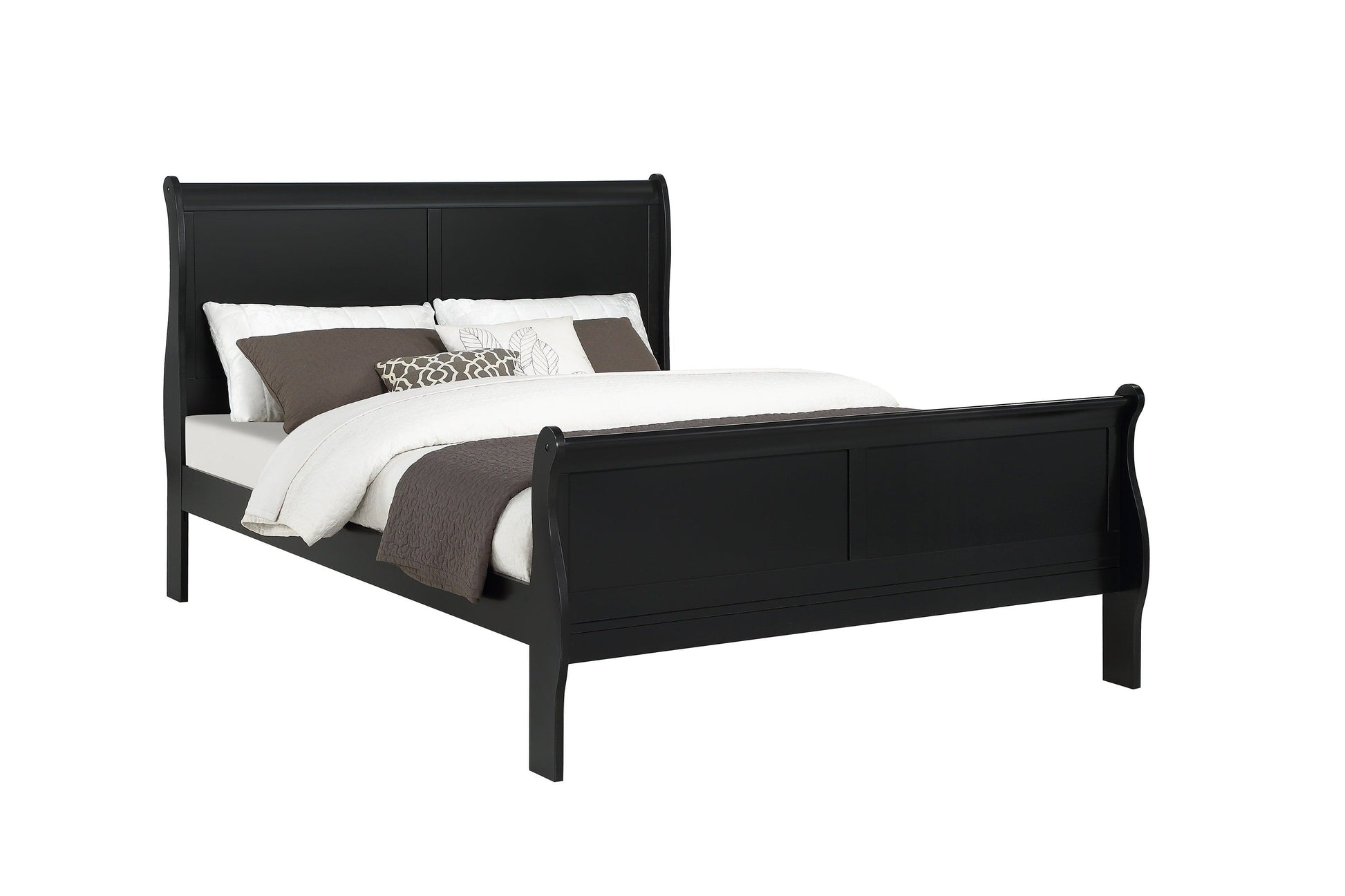 Louis Philip Black Queen Sleigh Bed - SET | B3950-Q-HBFB | B3950-Q-RAIL - Luna Furniture - Dallas Store