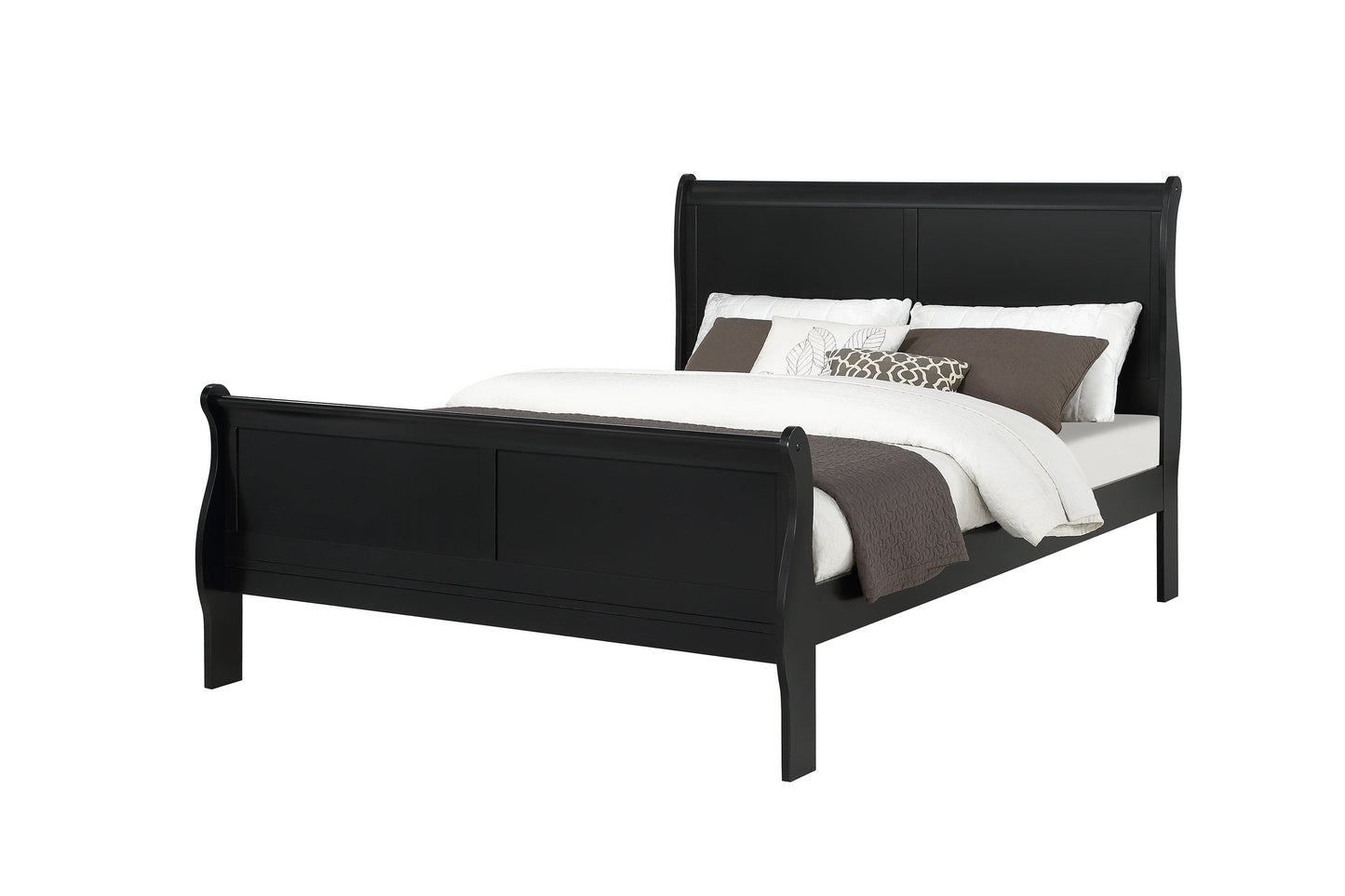Louis Philip Black Sleigh Bedroom Set - SET | B3950-K-HBFB | B3950-K-RAIL | B3950-2 | B3950-4 - Luna Furniture - Dallas Store