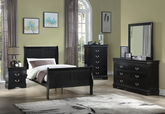 Louis Philip Black Sleigh Youth Bedroom Set - SET | B3950-F-HBFB | B3950-F-RAIL | B3950-1 | B3950-11 - Luna Furniture - Dallas Store