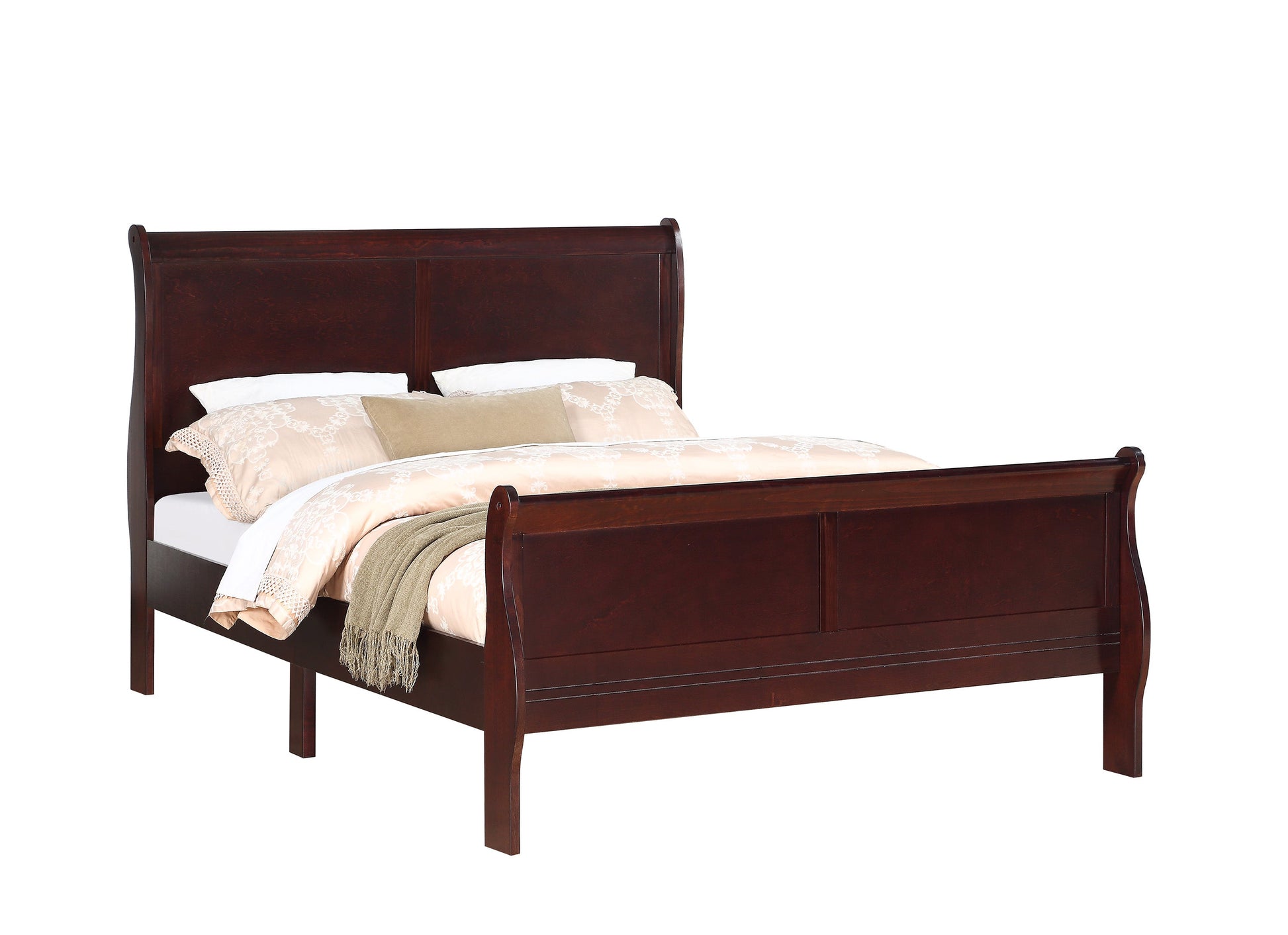 Louis Philip Cherry Full Sleigh Bed - SET | B3850-F-HBFB | B3850-F-RAIL - Luna Furniture - Dallas Store