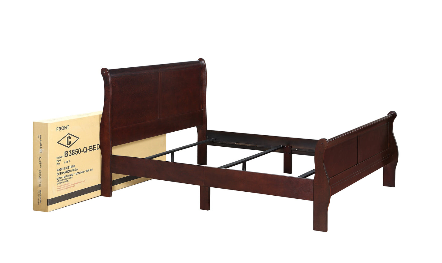 Louis Philip Cherry King Sleigh Bed - SET | B3850-K-HBFB | B3850-K-RAIL - Luna Furniture - Dallas Store