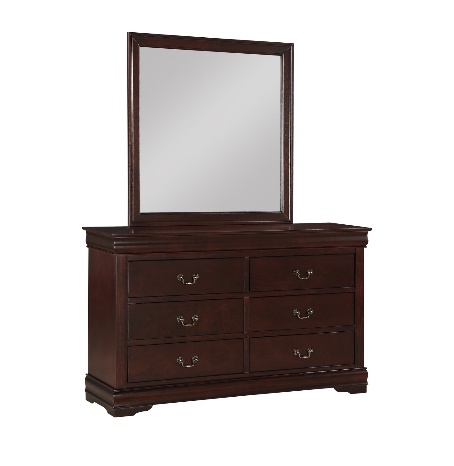 Louis Philip Cherry Sleigh Bedroom Set - SET | B3850-K-HBFB | B3850-K-RAIL | B3850-1 | B3850-11 - Luna Furniture - Dallas Store