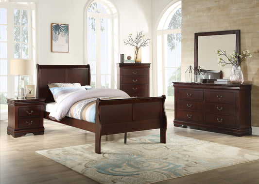 Louis Philip Cherry Sleigh Youth Bedroom Set - SET | B3850-F-HBFB | B3850-F-RAIL | B3850-1 | B3850-11 | B3850-2 - Luna Furniture - Dallas Store