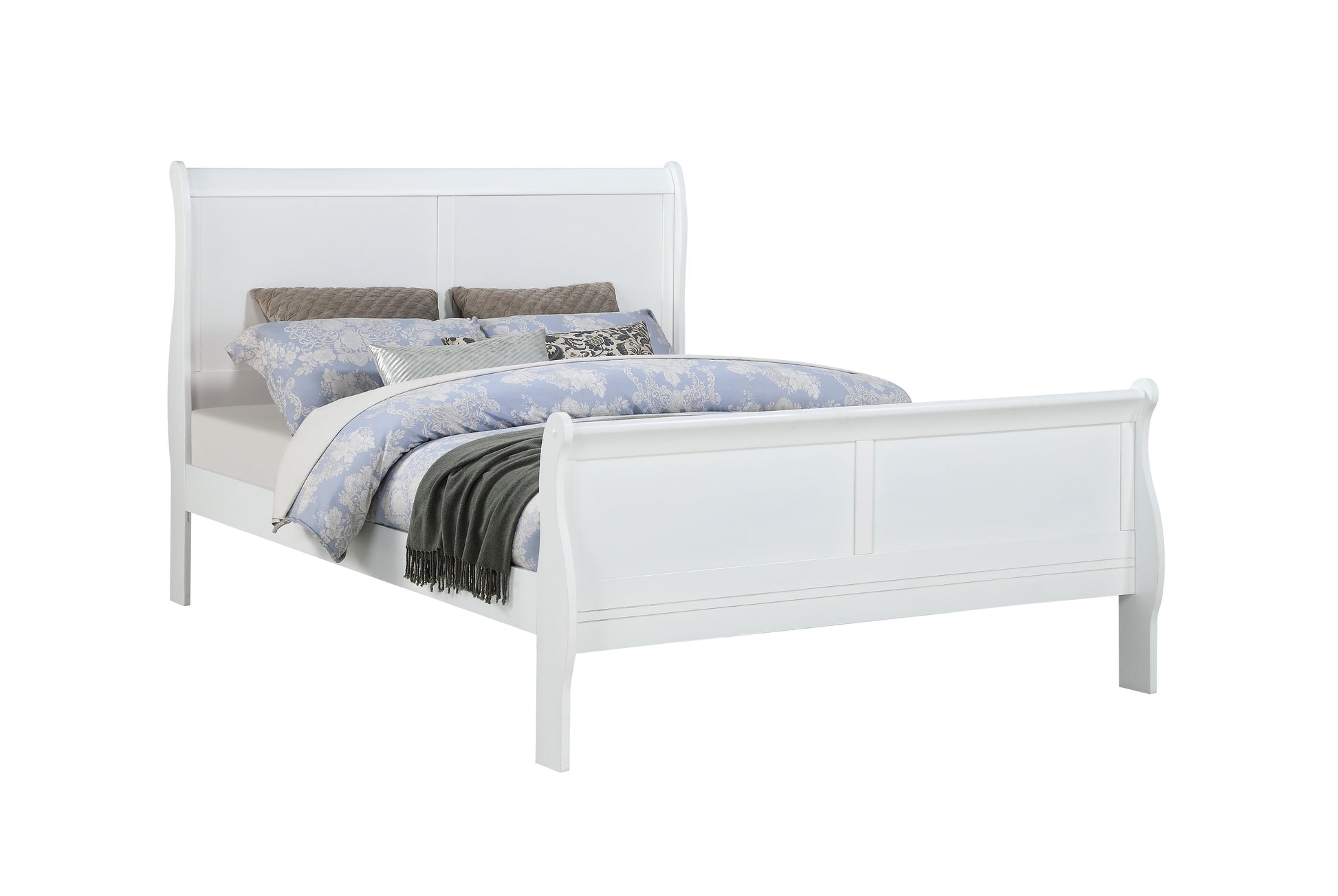 Louis Philip White Full Sleigh Bed - SET | B3650-F-HBFB | B3650-F-RAIL - Luna Furniture - Dallas Store