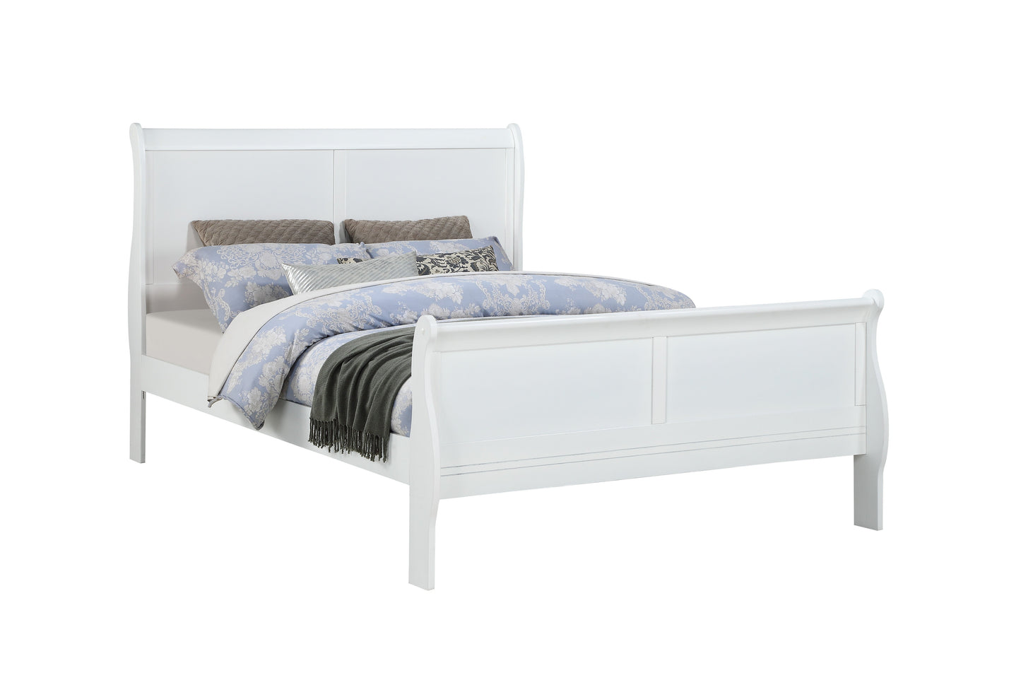 Louis Philip White Queen Sleigh Bed - SET | B3650-Q-HBFB | B3650-Q-RAIL - Luna Furniture - Dallas Store