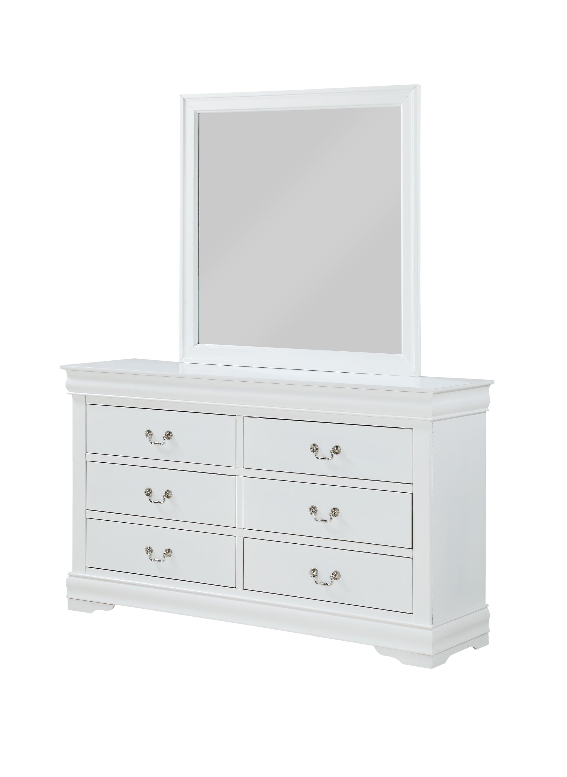 Louis Philip White Sleigh Bedroom Set - SET | B3650-Q-HBFB | B3650-Q-RAIL | B3650-1 | B3650-11 - Luna Furniture - Dallas Store