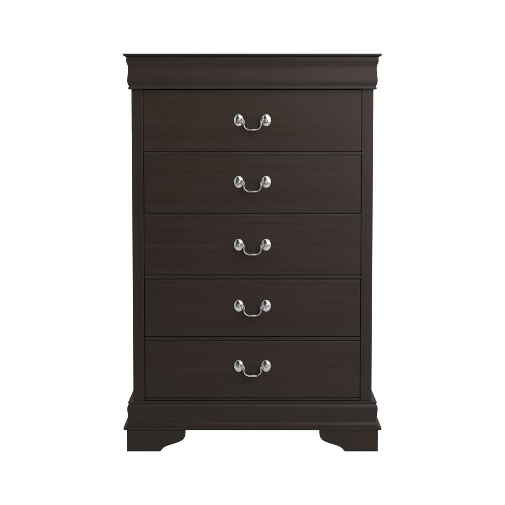 Louis Philippe Cappuccino 5-Drawer Chest with Silver Bails - 202415 - Luna Furniture - Dallas Store