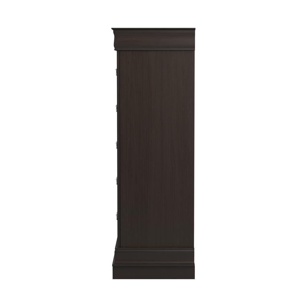 Louis Philippe Cappuccino 5-Drawer Chest with Silver Bails - 202415 - Luna Furniture - Dallas Store