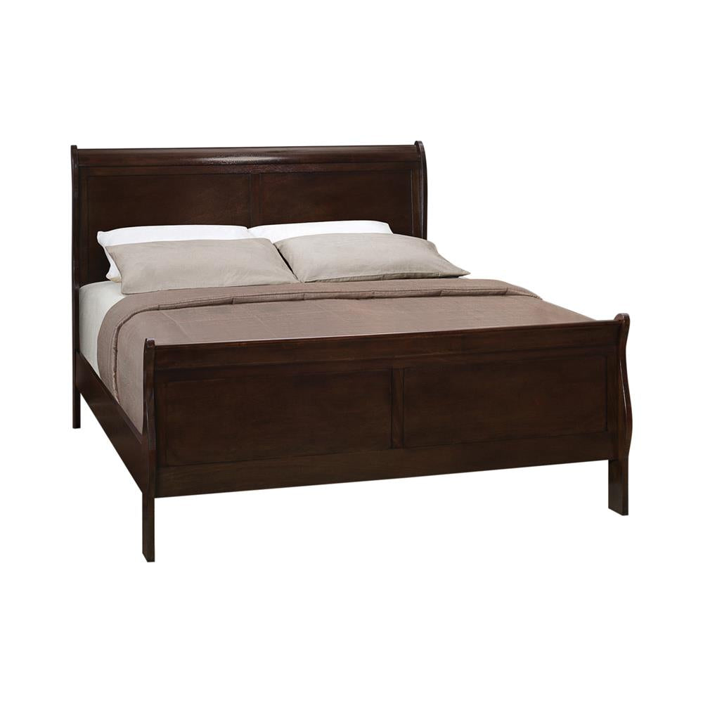 Louis Philippe Full Panel Sleigh Bed Cappuccino - 202411F - Luna Furniture - Dallas Store