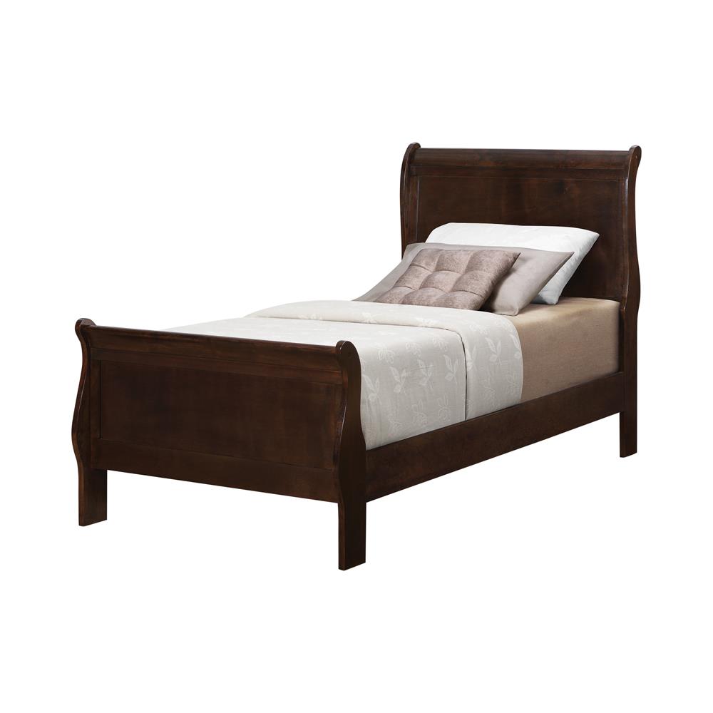 Louis Philippe Twin Panel Sleigh Bed Cappuccino - 202411T - Luna Furniture - Dallas Store