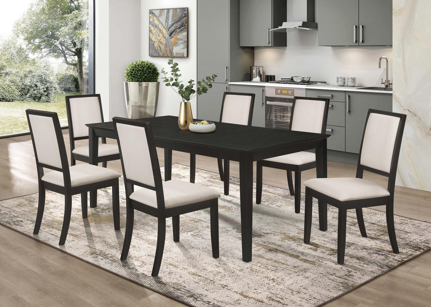Louise Black/Cream Upholstered Dining Side Chairs, Set of 2 - 101562 - Luna Furniture - Dallas Store