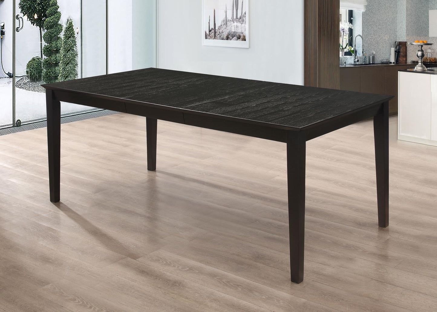 Louise Black Rectangular Dining Table with Extension Leaf - 101561 - Luna Furniture - Dallas Store