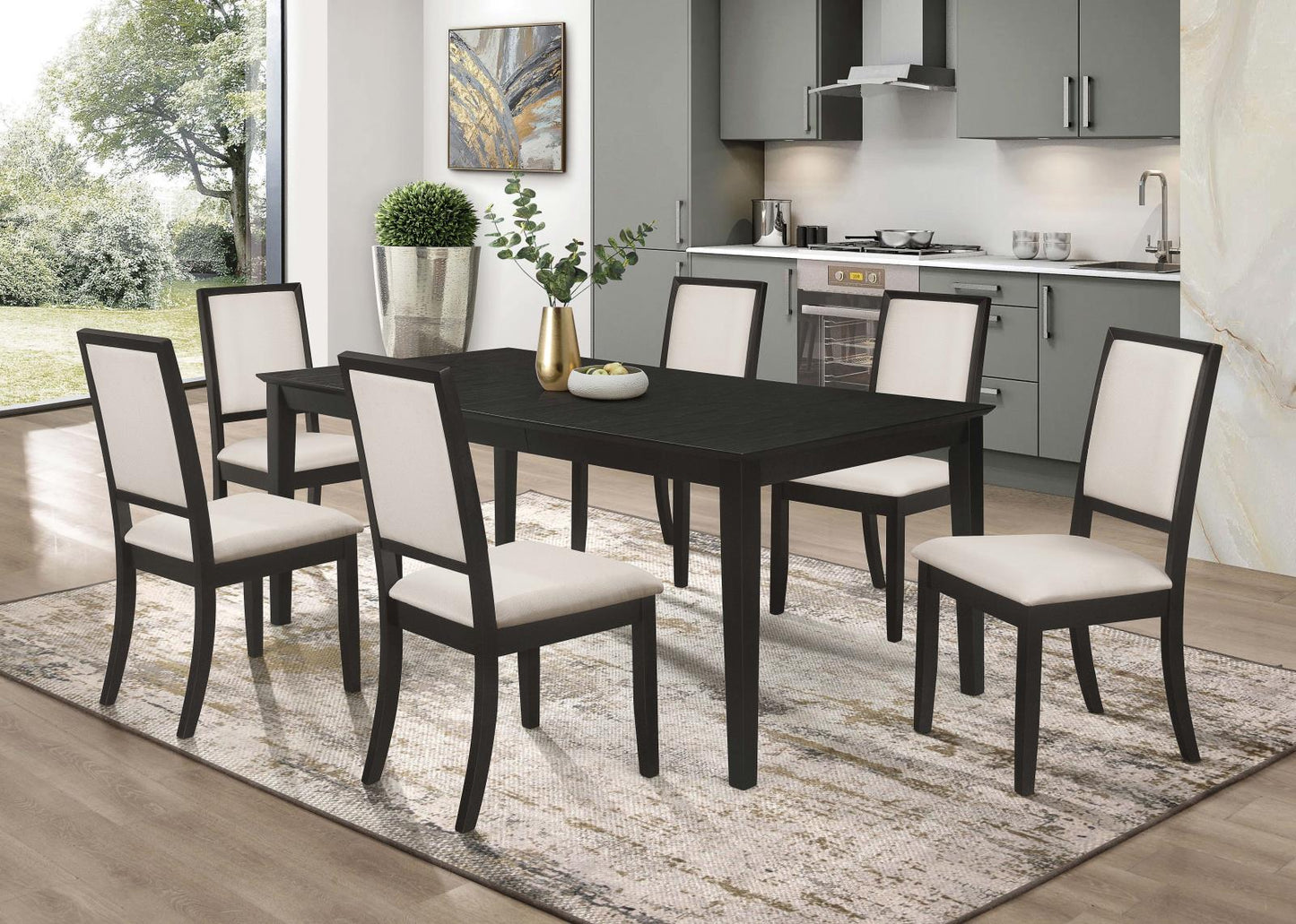 Louise Black Rectangular Dining Table with Extension Leaf - 101561 - Luna Furniture - Dallas Store
