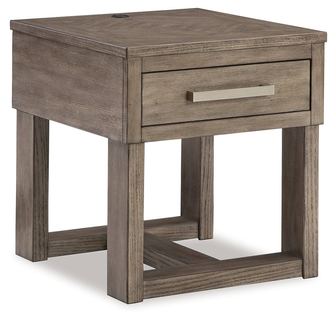 Loyaska Grayish Brown/White End Table - T854-3 - Luna Furniture - Dallas Store