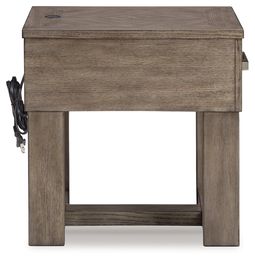 Loyaska Grayish Brown/White End Table - T854-3 - Luna Furniture - Dallas Store