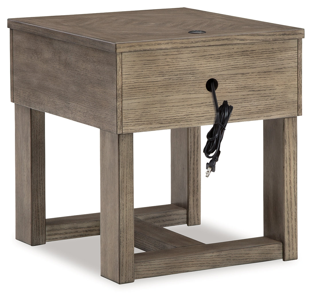 Loyaska Grayish Brown/White End Table - T854-3 - Luna Furniture - Dallas Store