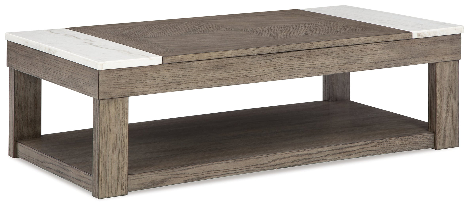Loyaska Grayish Brown/White Lift-Top Coffee Table - T854-9 - Luna Furniture - Dallas Store
