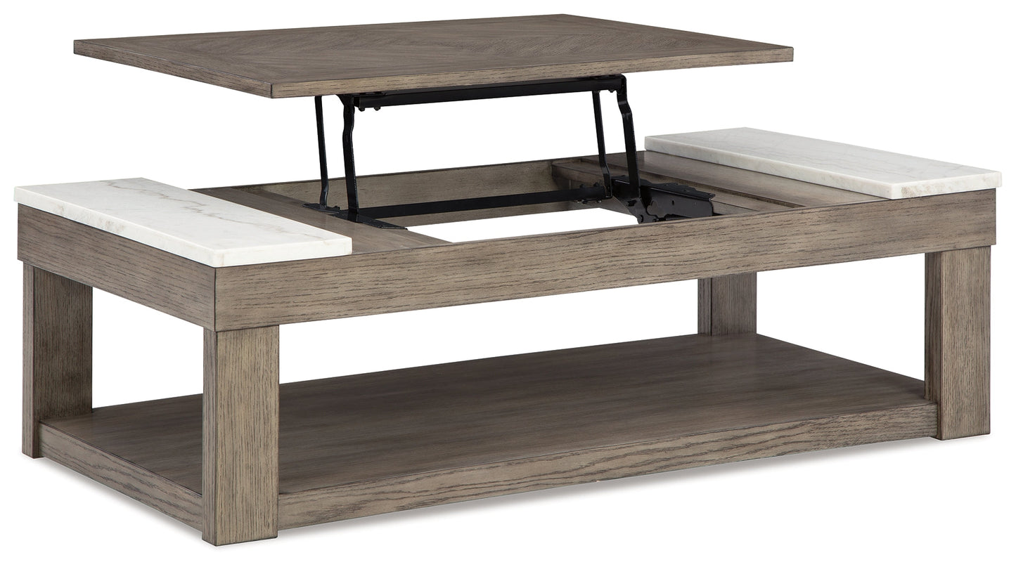 Loyaska Grayish Brown/White Lift-Top Coffee Table - T854-9 - Luna Furniture - Dallas Store