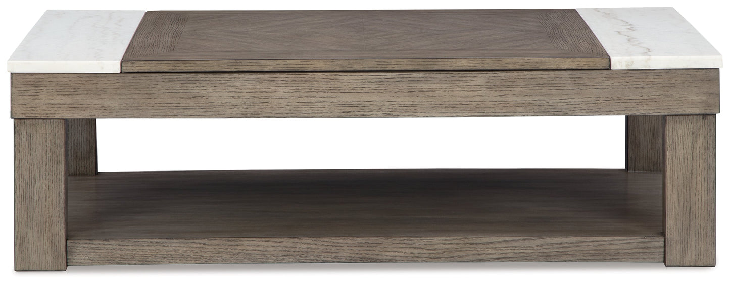 Loyaska Grayish Brown/White Lift-Top Coffee Table - T854-9 - Luna Furniture - Dallas Store