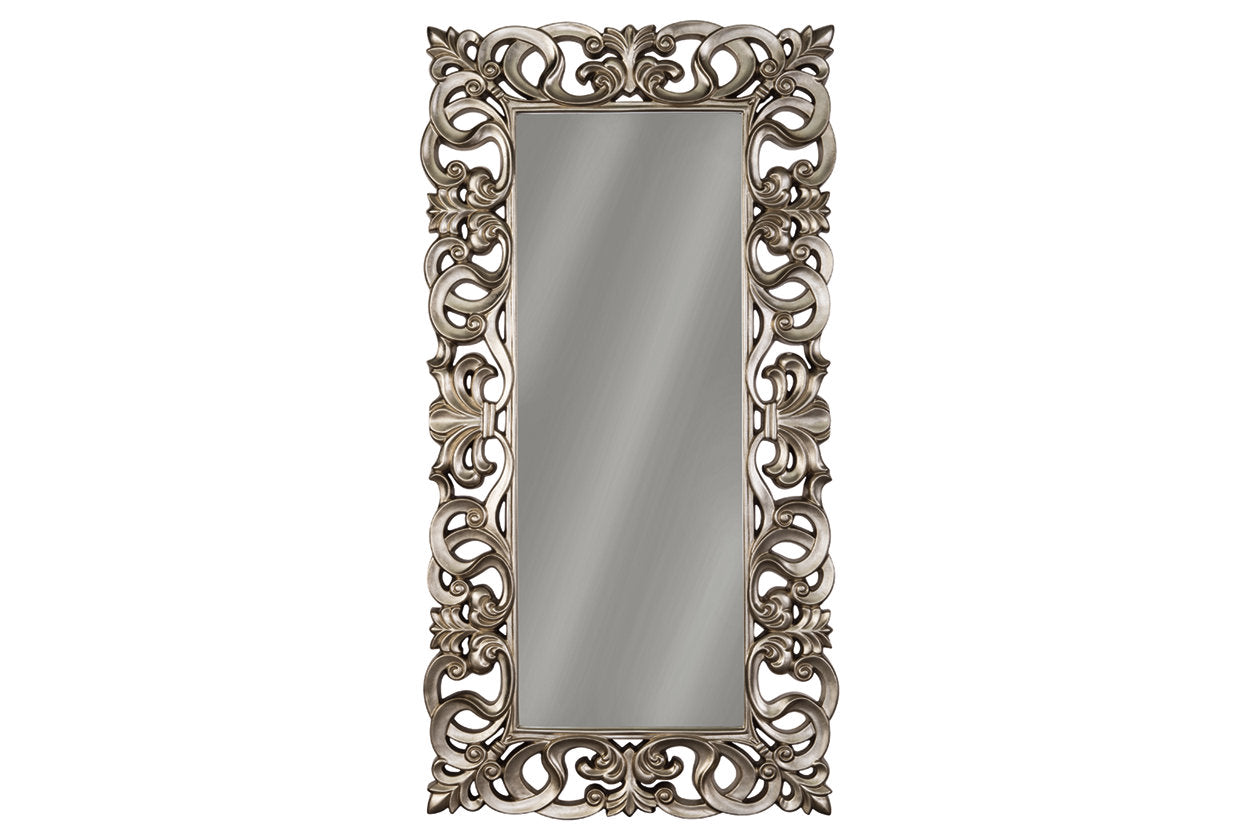 Lucia Antique Silver Finish Floor Mirror - A8010123 - Luna Furniture - Dallas Store
