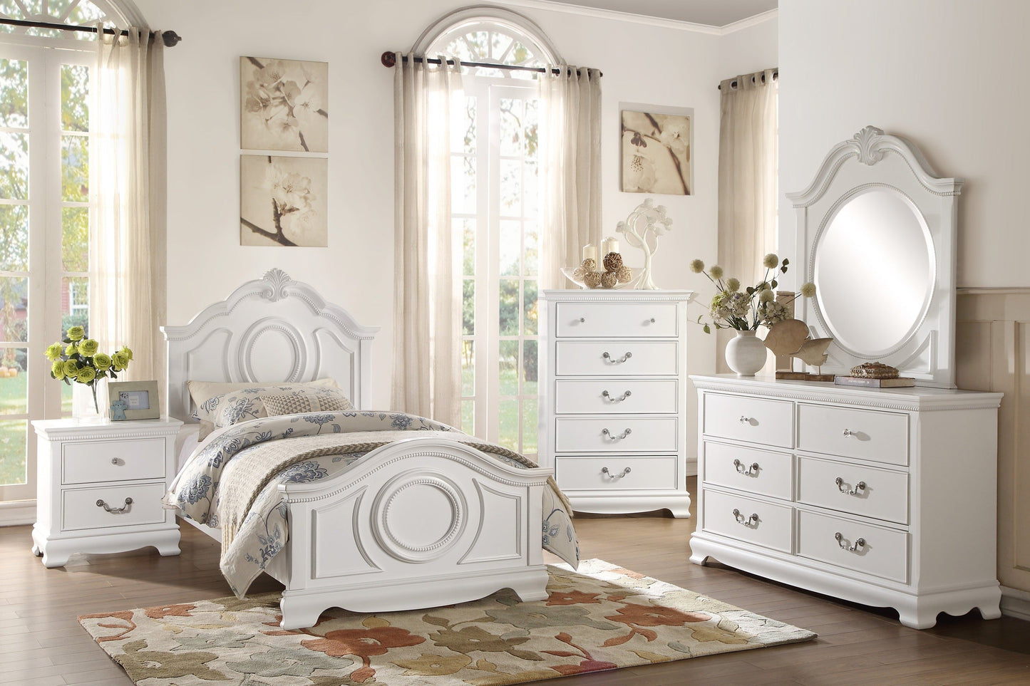 Lucida White Panel Youth Bedroom Set - SET | 2039W-5 | 2039W-6 | 2039W-4 | 2039W-9 | 2039TW-1 | 2039TW-2 | 2039TW-3 - Luna Furniture - Dallas Store
