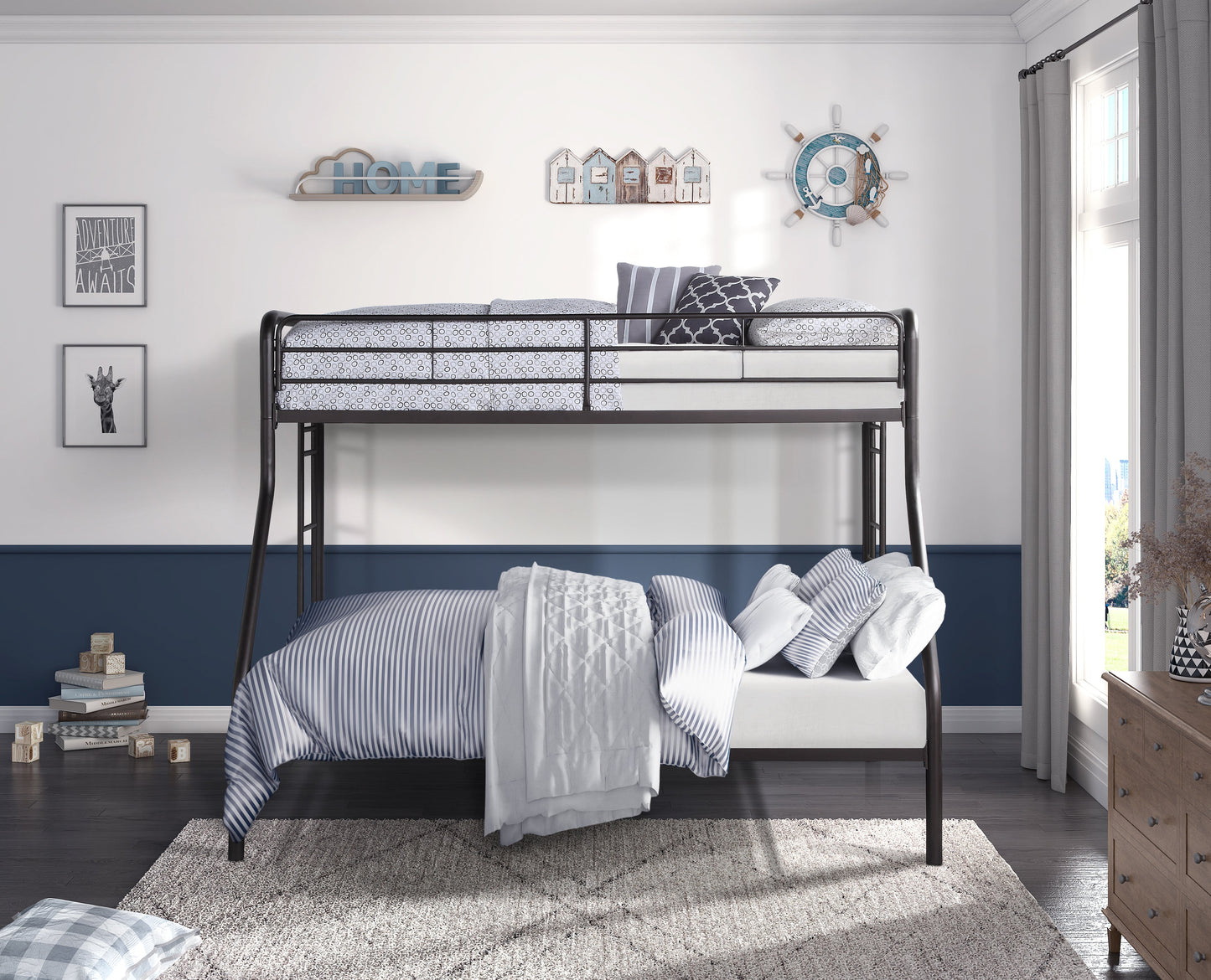 Lunar Dark Bronze Metal Twin/Full Bunk Bed - B2009DZTF-1 - Luna Furniture - Dallas Store