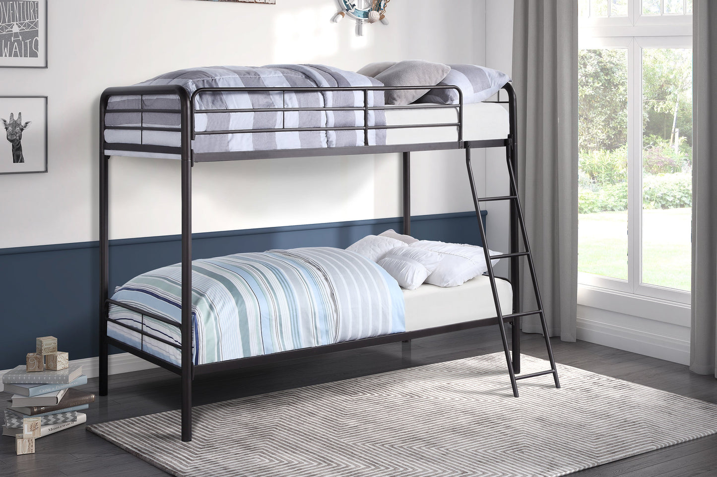 Lunar Dark Bronze Metal Twin/Twin Bunk Bed - B2009DZ-1 - Luna Furniture - Dallas Store