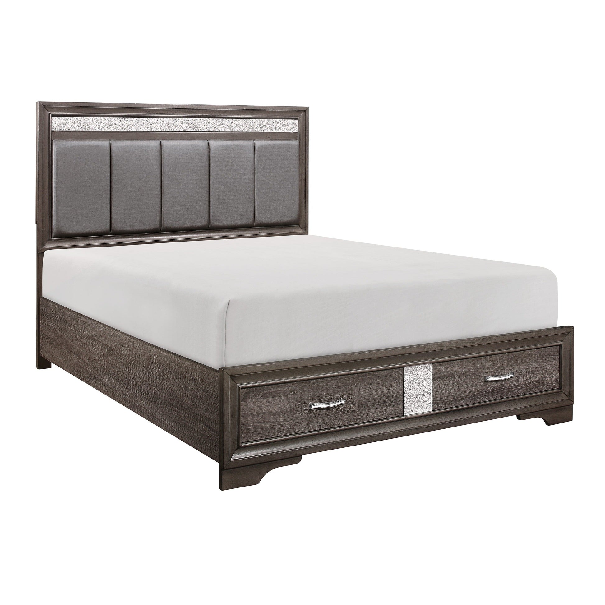 Luster Gray King Upholstered Storage Platform Bed - SET | 1505K-1 | 1505K-3EK | 1505-DW - Luna Furniture - Dallas Store