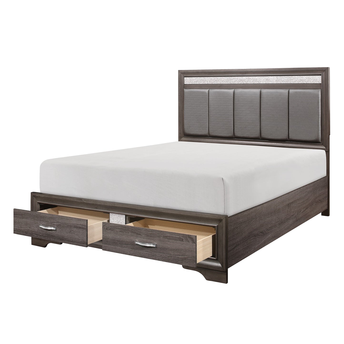 Luster Gray King Upholstered Storage Platform Bed - SET | 1505K-1 | 1505K-3EK | 1505-DW - Luna Furniture - Dallas Store