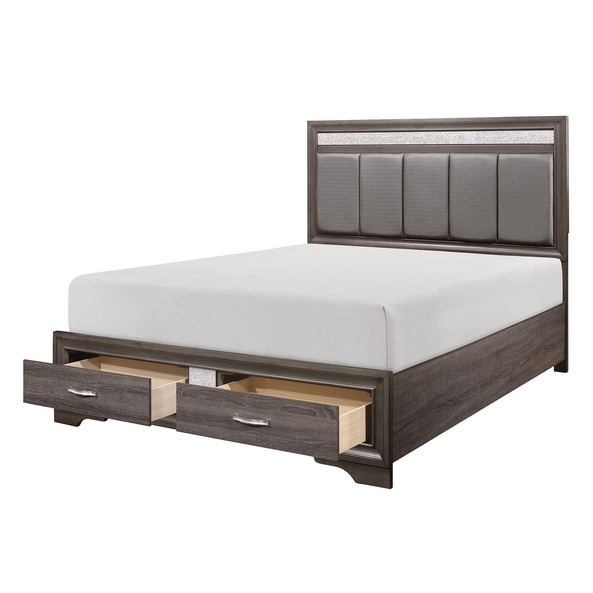 Luster Gray Upholstered Storage Platform Bedroom Set - SET | 1505K-1 | 1505K-3EK | 1505-DW | 1505-5 | 1505-6 | 1505-4 | 1505-9 - Luna Furniture - Dallas Store